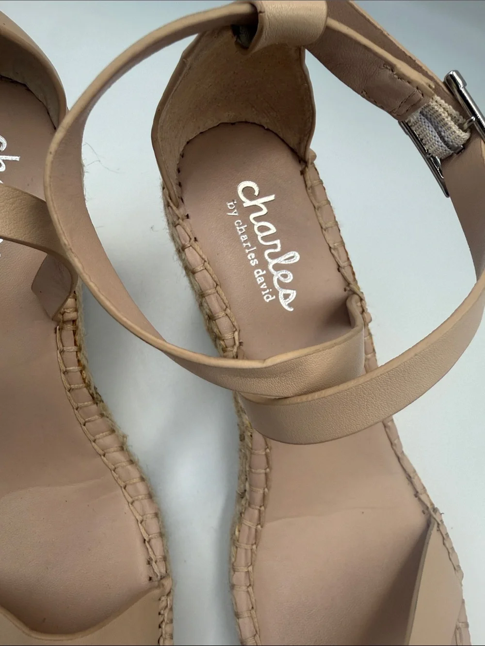 Charles by Charles David Beige Tan Espadrille Wedge Sandals